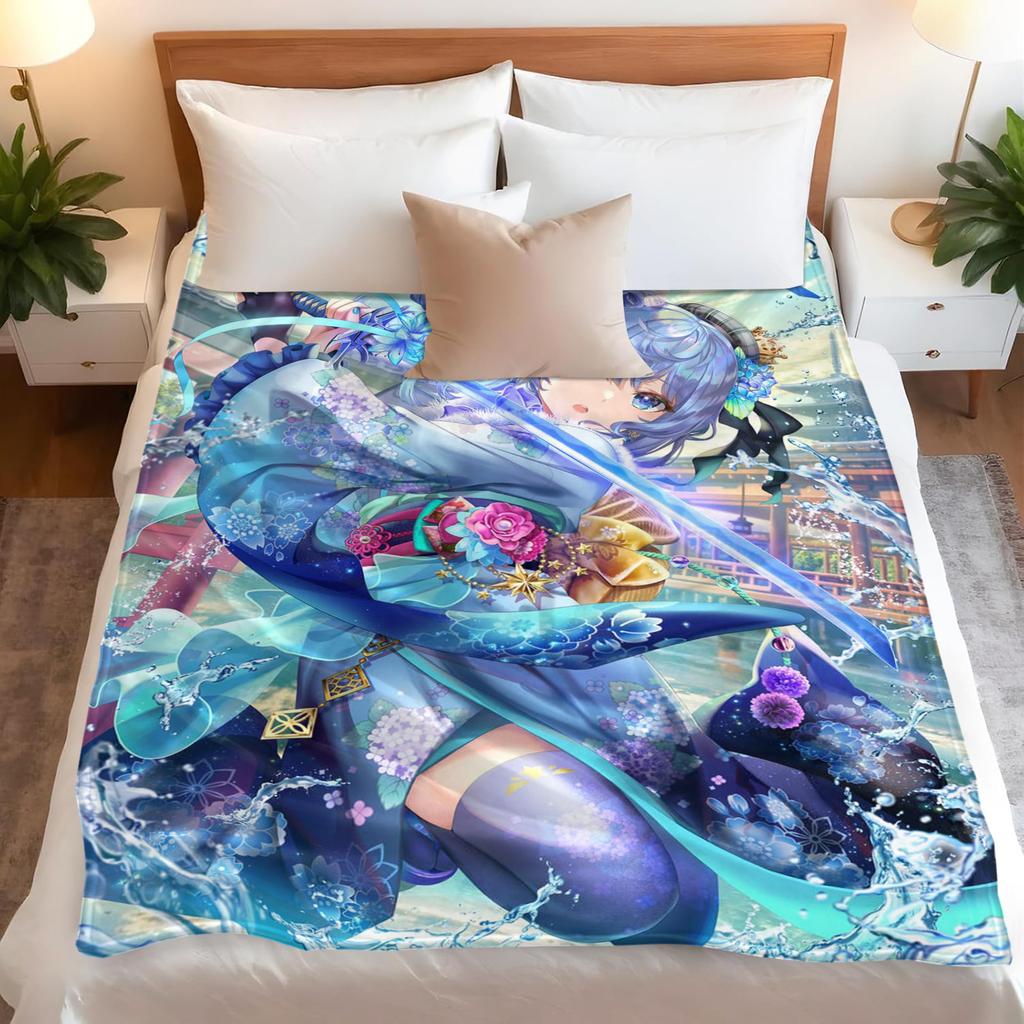 Cartoon Vtuber Hosimati Suisei Universal Flannel Blanket Anime Printed Soft Blankets Multifunctional Blankets Decor Home
