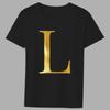 Fashion T-shirt Black Men's 26 English Letters Gold Printing Pattern Series Casual Round Neck Commuter Comfortable Top T-Shirts Men’s