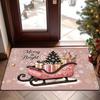 Welcome Doormat for Kitchen Laundry Room Christmas Gold Snowflak Pink Stripe Washable Non-Slip Floor Mat for Home Decor