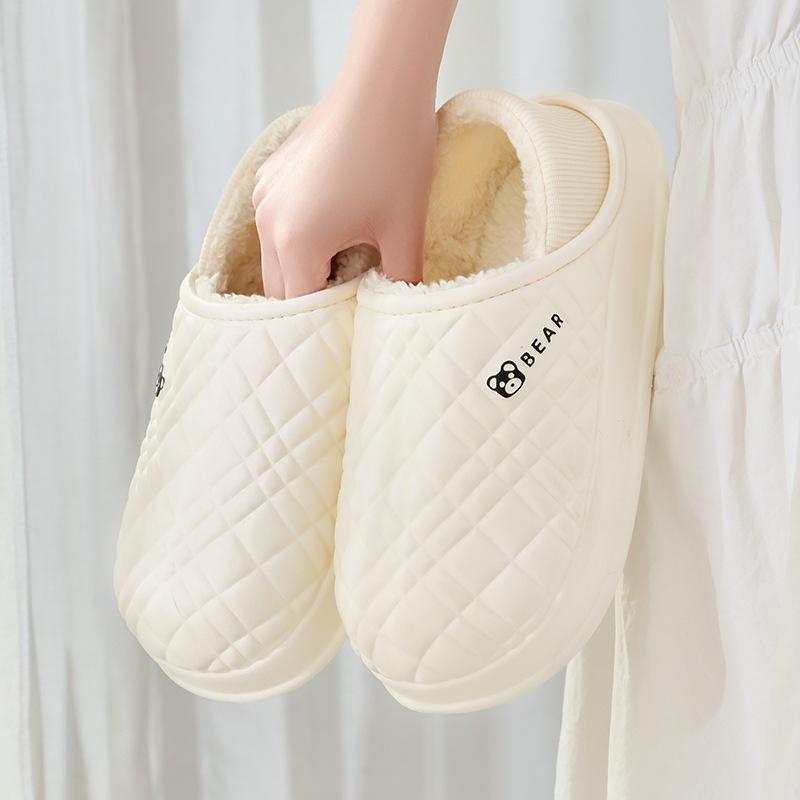 New waterproof cotton slippers men's autumn and winter indoor home thick bottom non-slip cotton drag women