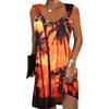 Gradient Print A-Line Sleeveless Midi Dress Women Casual Chic Office Wear 2025