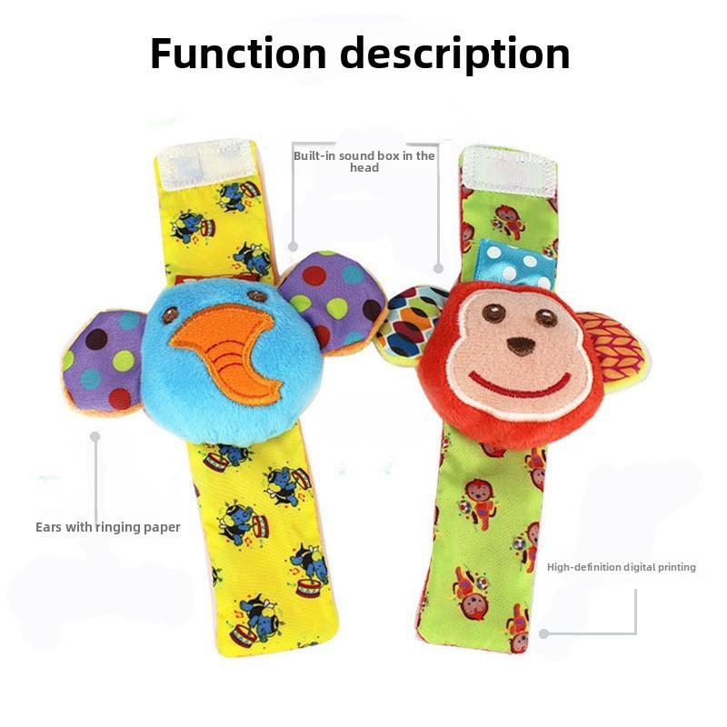 Baby Elephant Monkey Wrist Rattle Toy With Soft Fabric Material For Early Education And Sensory Development