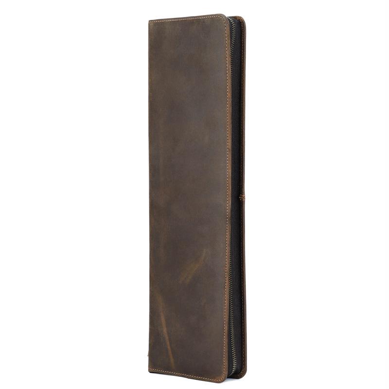 

Retro Crazy Horse Cowhide Leather Portable Unisex Tie Clip Box коричневий