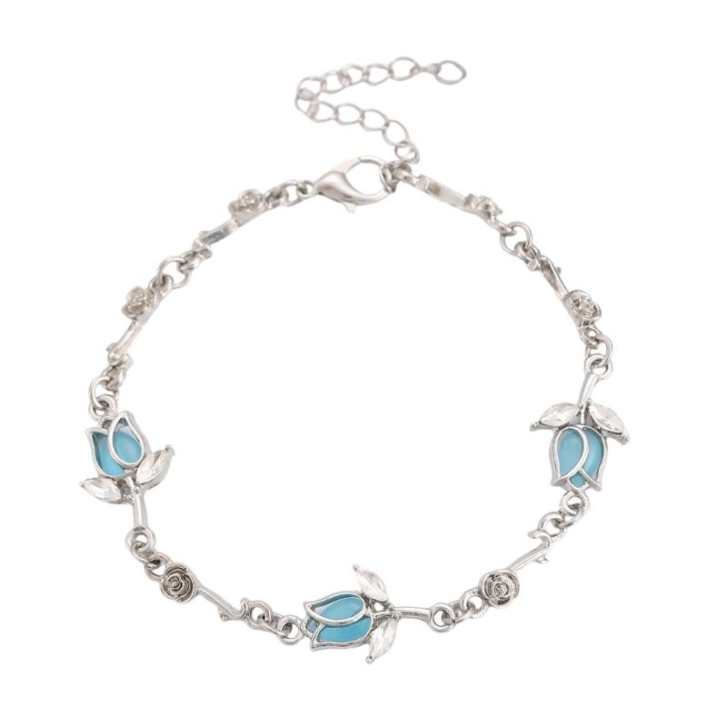 Elegant Flower Charm Bracelet Alluring Flower Alloy Bracelet Charm with Crystals for Special Occasions