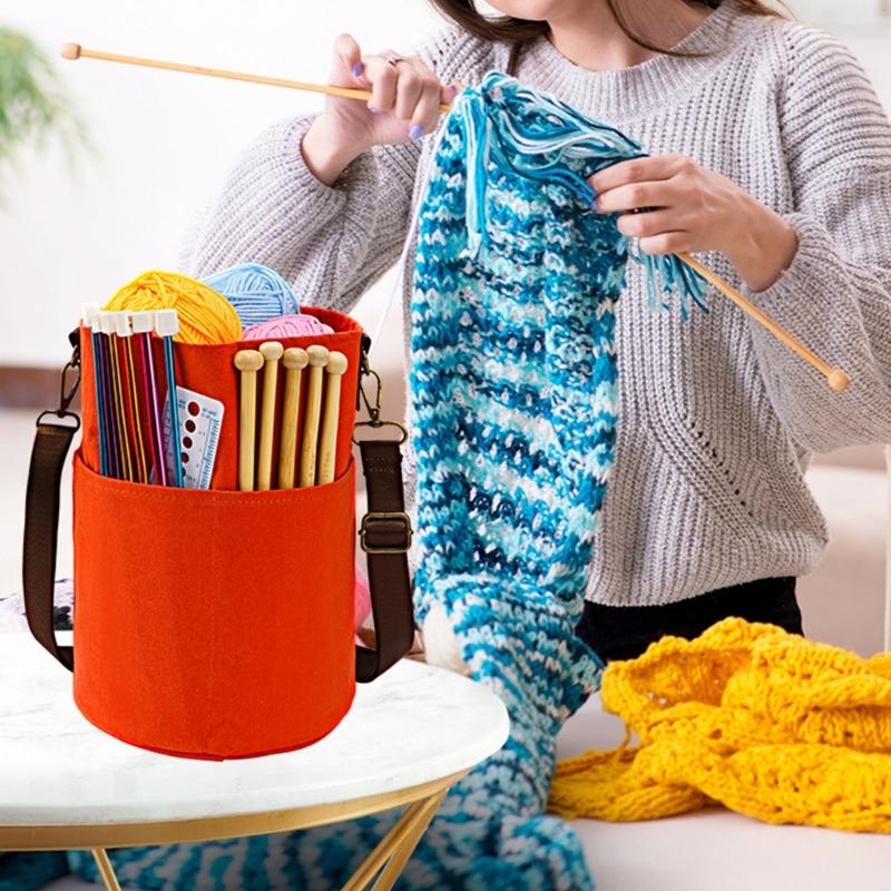 Portable Single Shoulder Craft Storage Bag for Knitting Supplies and Daily Organization
