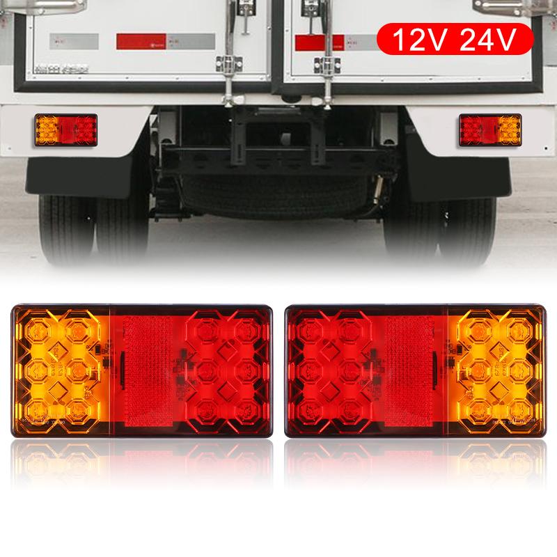 12 LED Tail Brake Light Square Signal Lamp Stop Warning Reverse Light For Car Truck Trailer Tractor Bus ATV RV Lorry Van 12V 24V