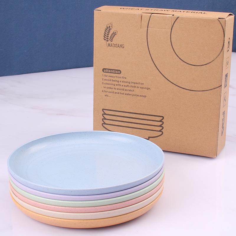 Set di 6 piatti in paglia di grano da 15 cm: Piatti per ossa, torte, caramelle, verdura, frutta, ravioli per uso domestico o da ristorante.