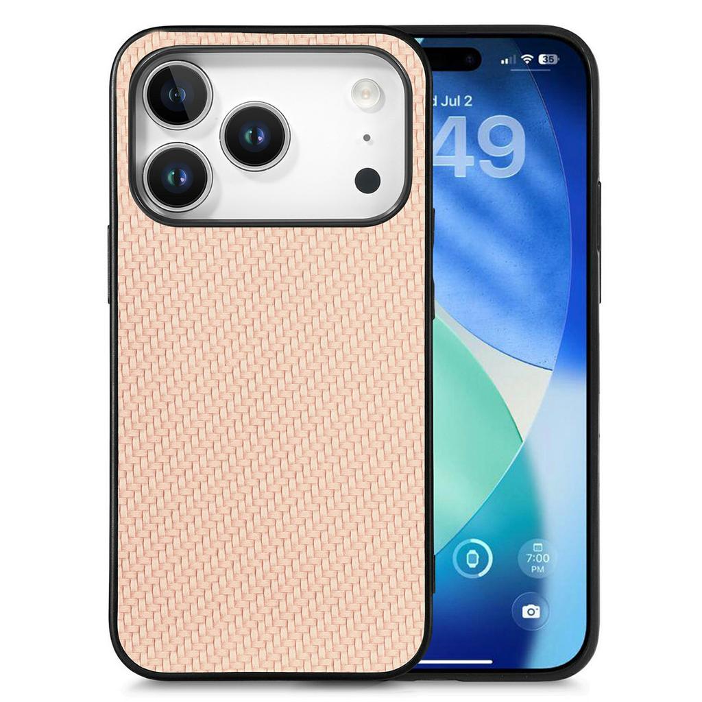 For iPhone 17 Pro Case Carbon Fiber Texture PU Leather + PC + TPU Phone Cover