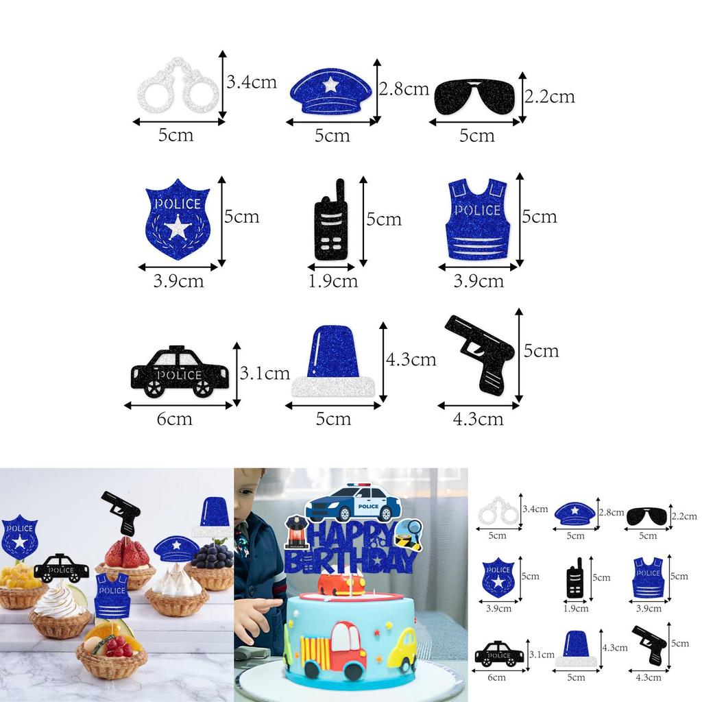 Police Birthday Cake Decoration Plugin With Paper Toppers For Party And Photography