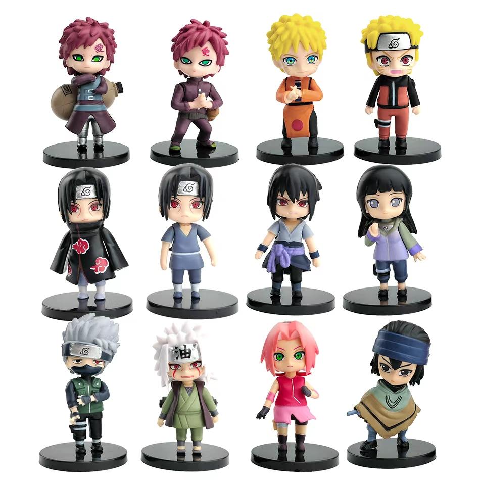 12pcs/set Anime Figure Naruto Shippuden Hinata Sasuke Itachi Kakashi Gaara Action Figure Q Version PVC Figures ToysGift