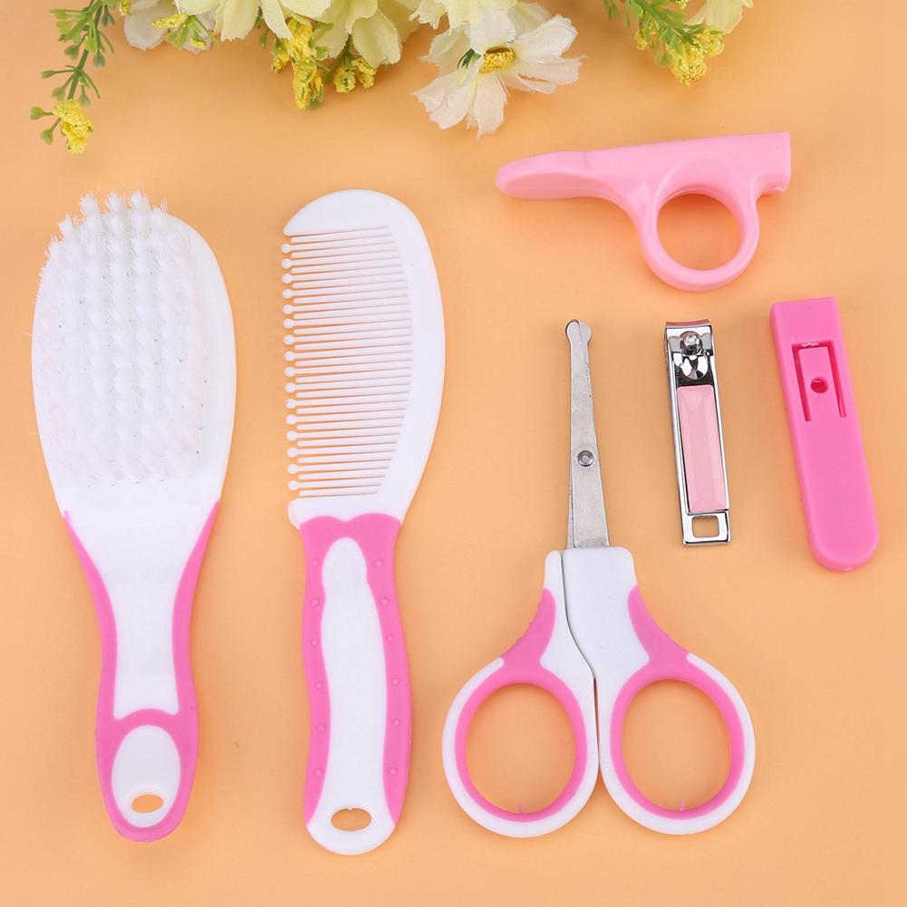 6τμχ Βολικό Καθημερινό Μωρουδιακό Νυχοκόπτη Ψαλιδάκι Βούρτσα Μαλλιών Χτένα Σετ Μανικιούρ Ροζ