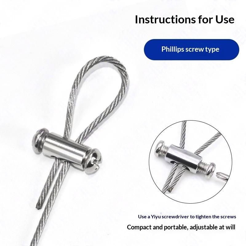10Pcd Double Hole Suspension Cable Clip Adjustable Steel Wire Rope Cable Lock For Hanging Fixing Outdoor Hardware Accessories
