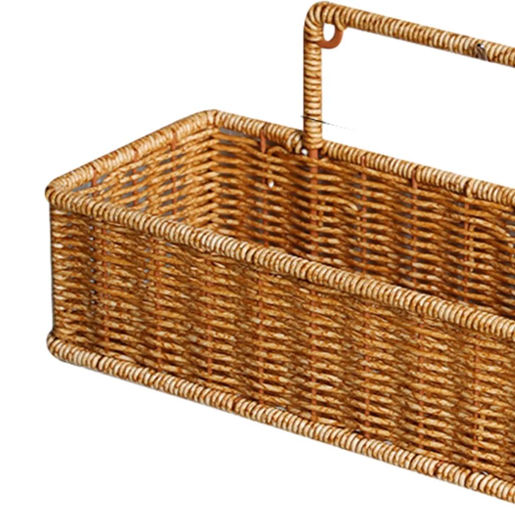 Weaving Wall Hanging Basket Decorative Basket Container No Perforating Fruit Sundries Organizer for Living Room