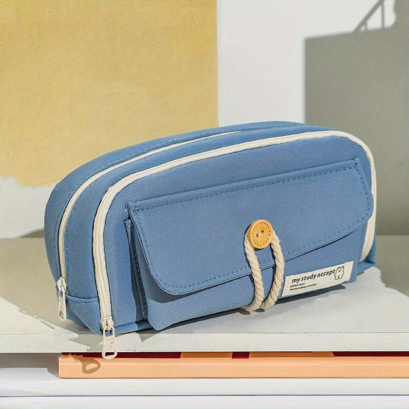 Student Cute Pencil Bag Button Cotton Cord Cloth Stationery Bag School Supplies Large Capacity Storage Bag DIY Children Pen Case