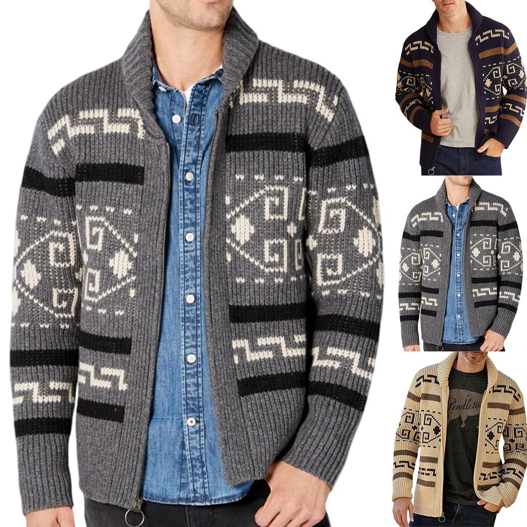 Men's  Trend  Leisure  Loose  Adding Fleece  Outerwear  Cardigan  Knitting  Sweater  Coat