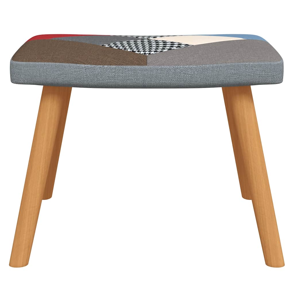 Vidaxl Fotel Bujany Z Podnóżkiem, Patchwork, Obity Tkaniną