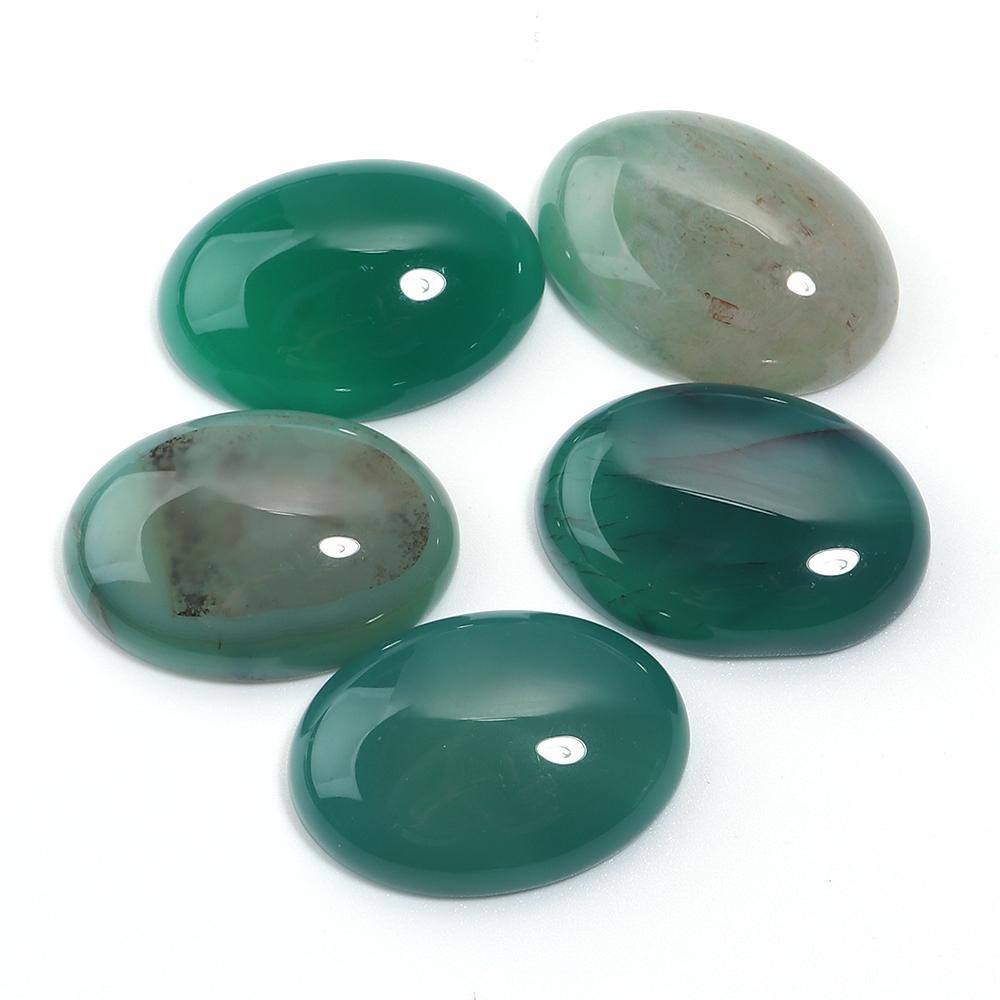 2-10pcs Natural Stone Cabochon Beads Oval Green Stripe Agate Loose Beads Cabochon Cameo For Jewelry Making DIY Necklace Rings