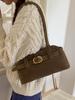 Women's Luxury Suede Shoulder Bag - Retro Matte Design, French-Inspired Baguette for Autumn/Winter