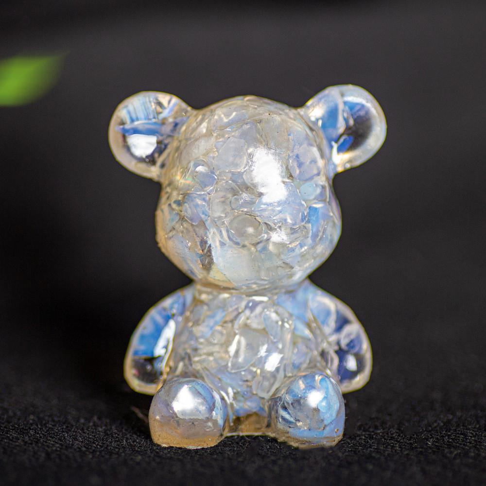 Crystal Resin Bear Sitting Figurine For Home Office Decor Gift For Friends