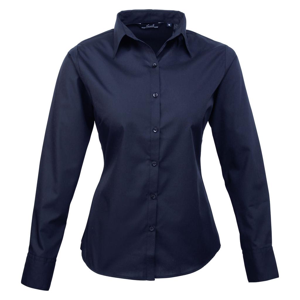 Premier Womens/Ladies Poplin Long-Sleeved Blouse