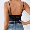 2026 European & American Sexy Slim-Fit Black Lace Button Camisole Bodysuit for Women
