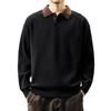 Men's High-End Heavyweight Cotton Color Block Polo Sweater - 2025 Spring/Autumn Collection