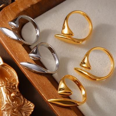 British Trend Fashion Retro Geometric Irregular Open Ring Hip Hop Titanium Steel Gold Plated Ring Women
