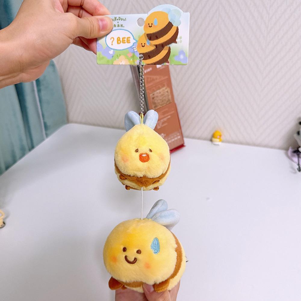 

Fluffy Duck Bee Plush Toys PP Cotton Stuffed Bee Plush Keychain Couple Girl Kids Gift Style D