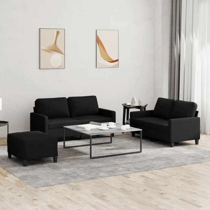VidaXL Ensemble de Canapés avec Coussins 3 pcs, Canapés avec Accoudoirs et Dossier, Ensemble de Meubles avec Repose-pied 3201456