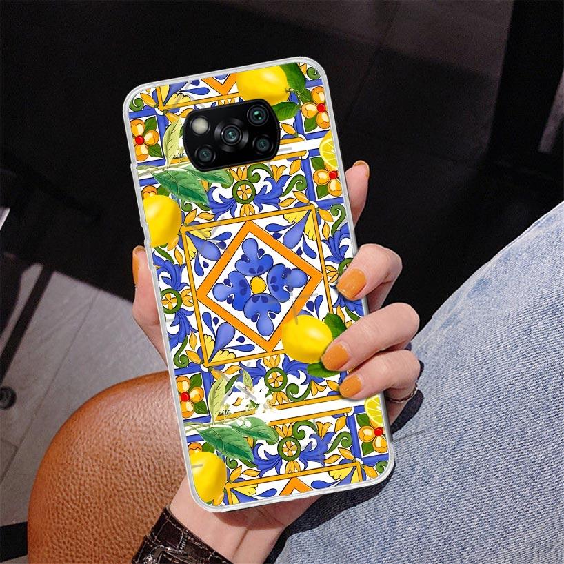 

Mediterranean Lemon Phnoe Case for Xiaomi Poco X5 X6 X7 Pro X4 Gt F7 Ultra M8 M7 Redmi 15C 15 13C 13 12C 12 Unique Cover Coque P Redmi 12C