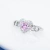 Heart Shaped Pink Zircon Crystal Micro Pave Ring Silver White Gold Plated Jewelry for Women