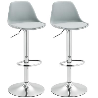2-Piece Bar Stool Set, Bar Chairs, Swivel Chairs with Backrest, Height-Adjustable, Load Capacity Up To 120 Kg, 42 X 41 X 82-104 Cm, Grey