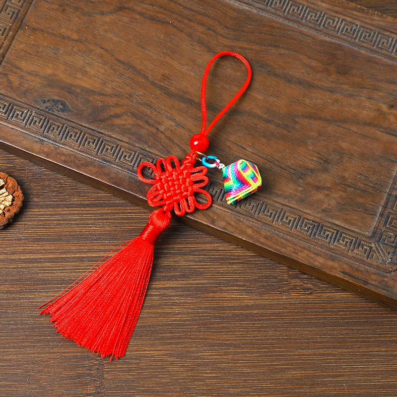 Dragon Boat Festival Tiger Amulet: Zongzi Ornament Sachet Keyring & Phone Charm with Chinese Knot