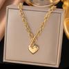 French Titanium Steel Heart Choker Necklace And Bracelet Set Sweet Peach Heart Tassel Design Women Jewelry
