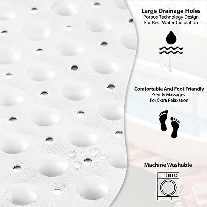 Kongqtee Bathtub Mat Non Slip  100 x 40 CM Non Slip Bath Mat  Easy Clean Non Slip Shower Mats  Sturdy Suction Cup Attaching  Comfortable for Feet  Dra