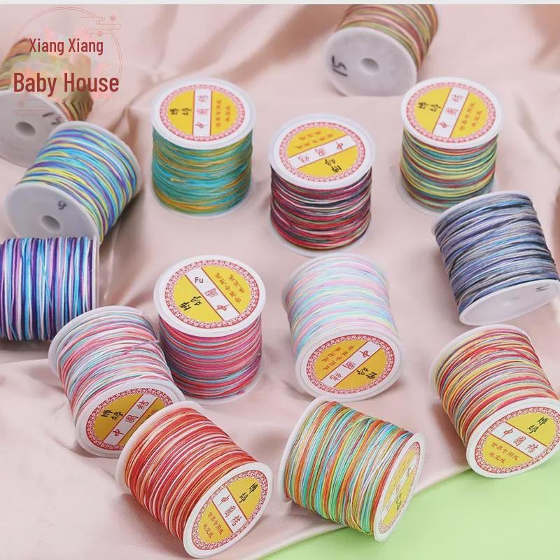 Colorful Gradient Handcrafted Bracelet Rope with Jade Hue - 100m Braided DIY Cord for Pendants