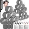 39pcs Hair Curlers Rollers With Clips Black Hair Roller With 3 Sizes 64mm 44mm 33mm, Jumbo Hair Roller With 12pcs Duckbill Clips Hair Rollers Compatib