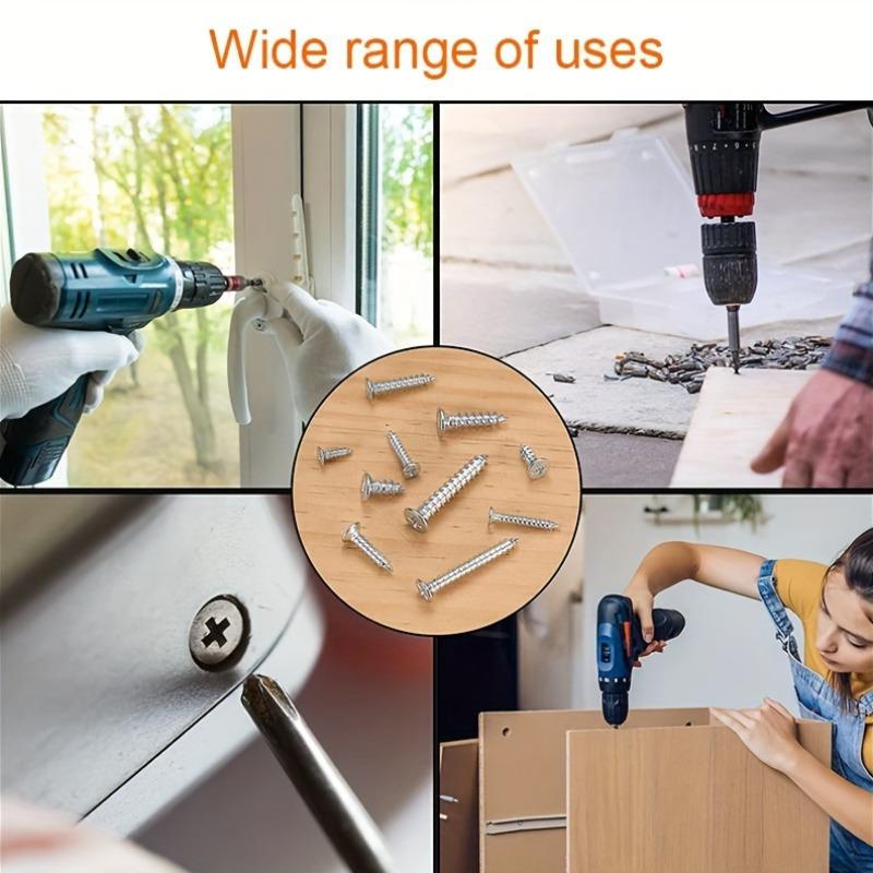 560Pcs/box Self-tapping Wood Screw Set - Including 8 Different Sizes of M2 Cross Flat Head Metal Screw Classification Kit