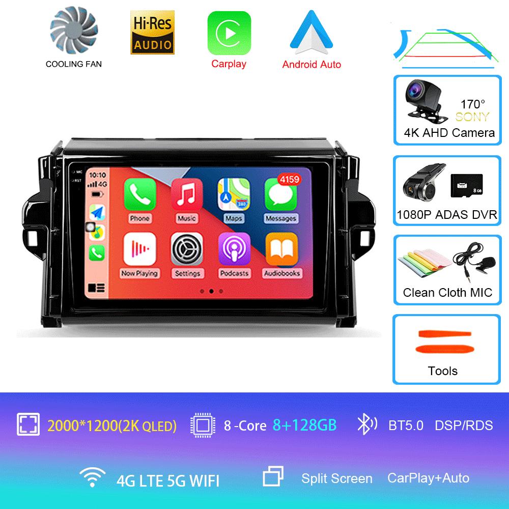 Car Radio Android 14 For Toyota Fortuner 2 2015 2016 2017 2018 2019 2020 Stereo Multimedia Navigation GPS Carplay 2 Din Headunit