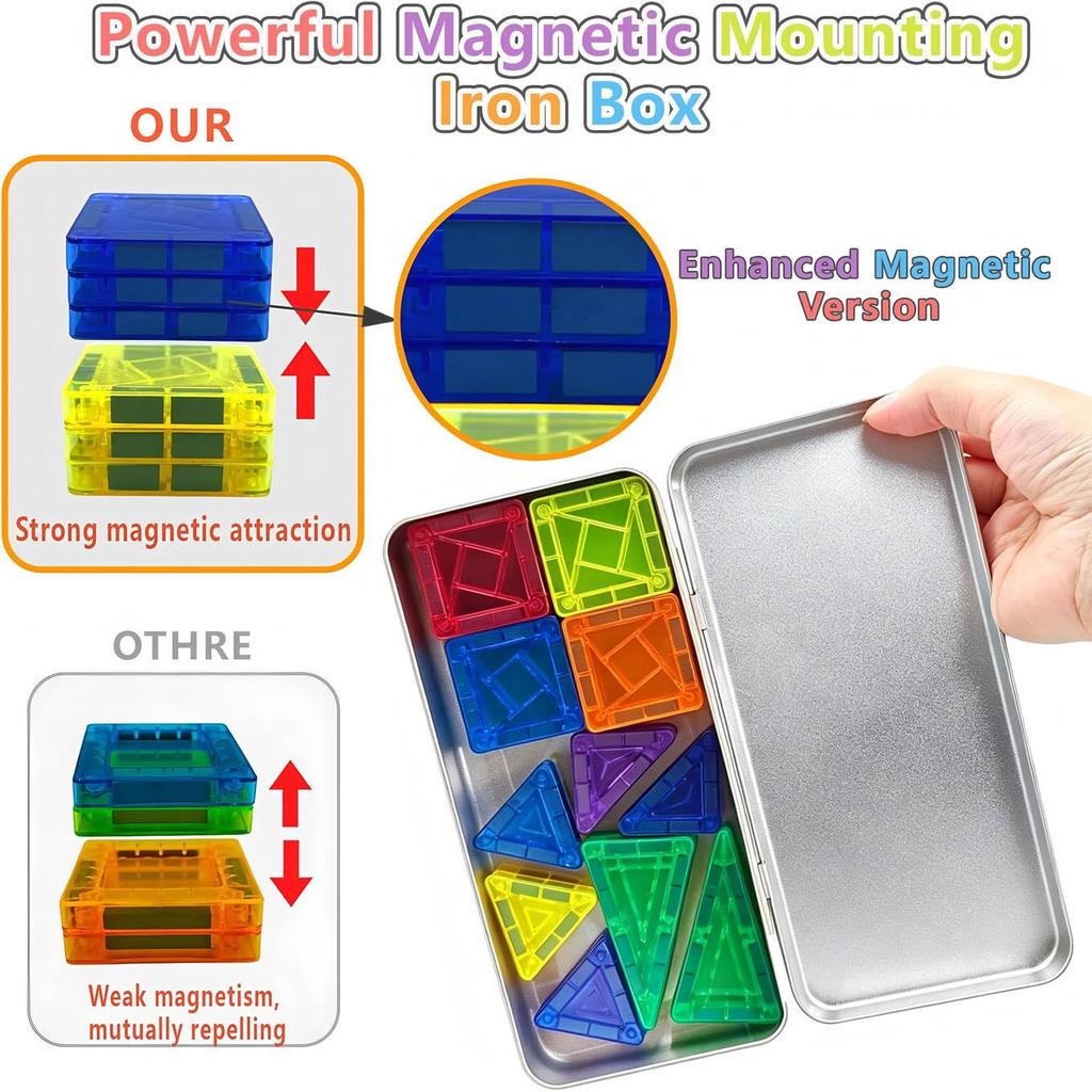Portable Magnetic Stained Glass Building Tiles Set for Kids - Educational Toy