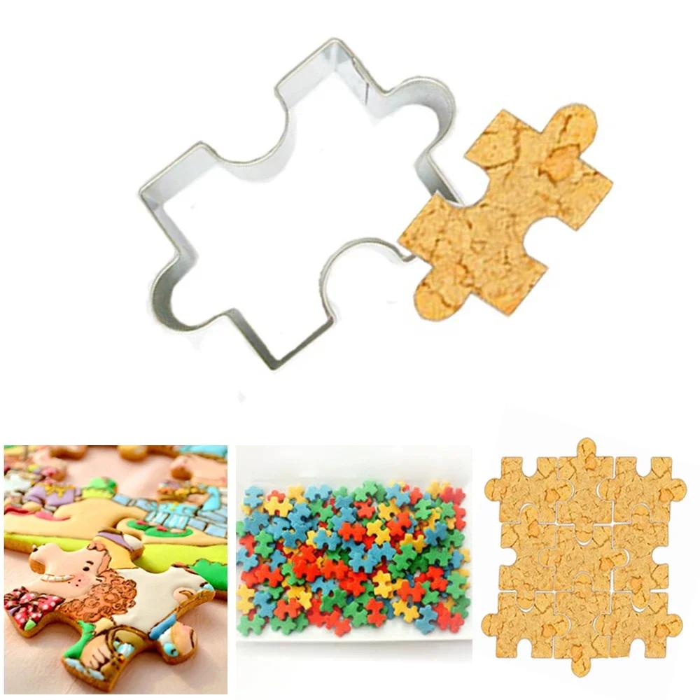 Puzzle-Form Keksform Weihnachtsplätzchenform Edelstahl Ausstecher DIY Dessert Backformen Kuchenform Küchenzubehör