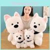 Adorable Scarf White Dog Plush Toy Soft Stuffed Animal For Gifts And Events