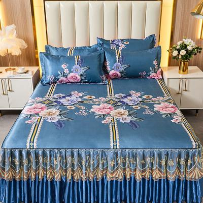Ice Silk Mat Bed Skirt Three-piece Summer Air Conditioning Mat Mat Bed Cover Foldable Washable Bed Skirt
