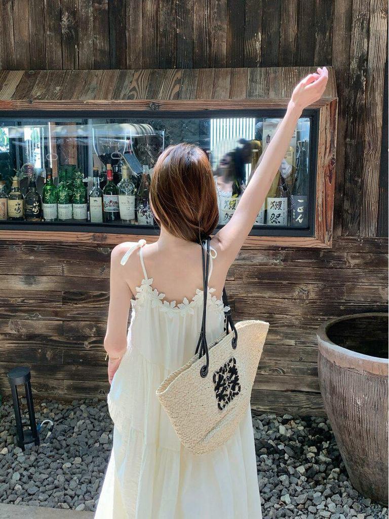 Spring 2026 French Holiday 3D Floral Tiered Camisole Dress for Women