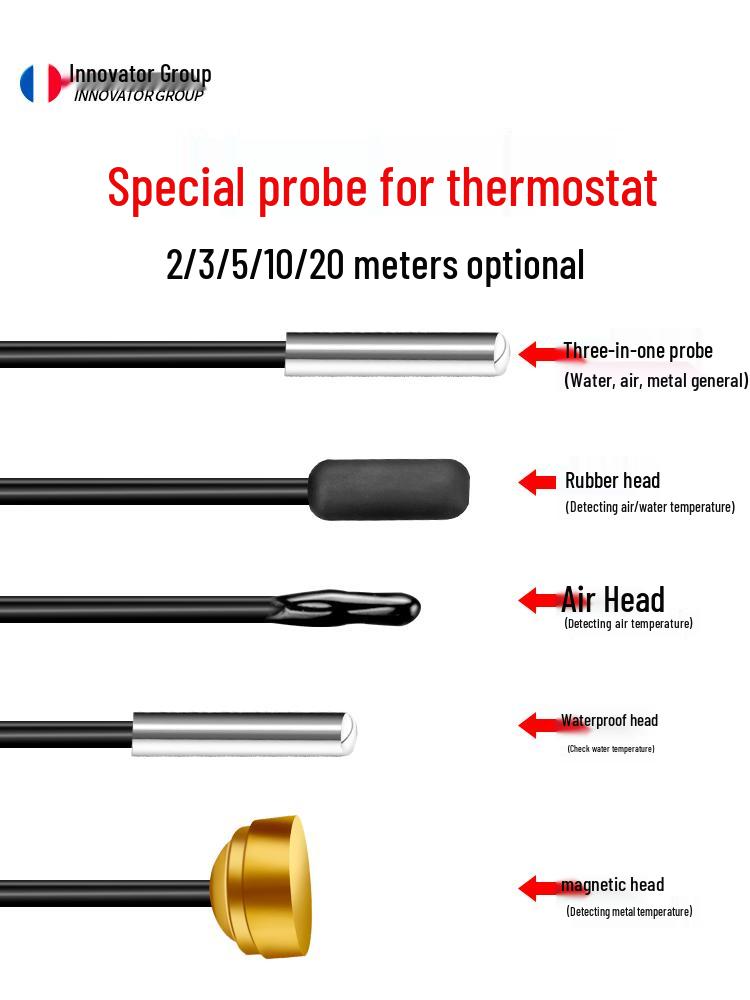 Waterproof High-Precision Thermostat Probe with Plug and Magnetic Air Head