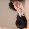 Light Luxury Crystal Snowflakes Earrings Pearl Zircon Dangle Earrings Snowflakes Earrings  Winter