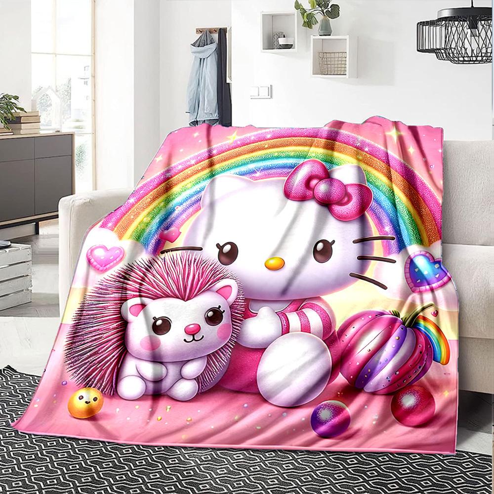 1 Stück Hello Kitty Igel Decke Leichte Flanell Überwurfdecke für Sofa Bett Reise Camping Wohnzimmer Büro Couch Stuhl