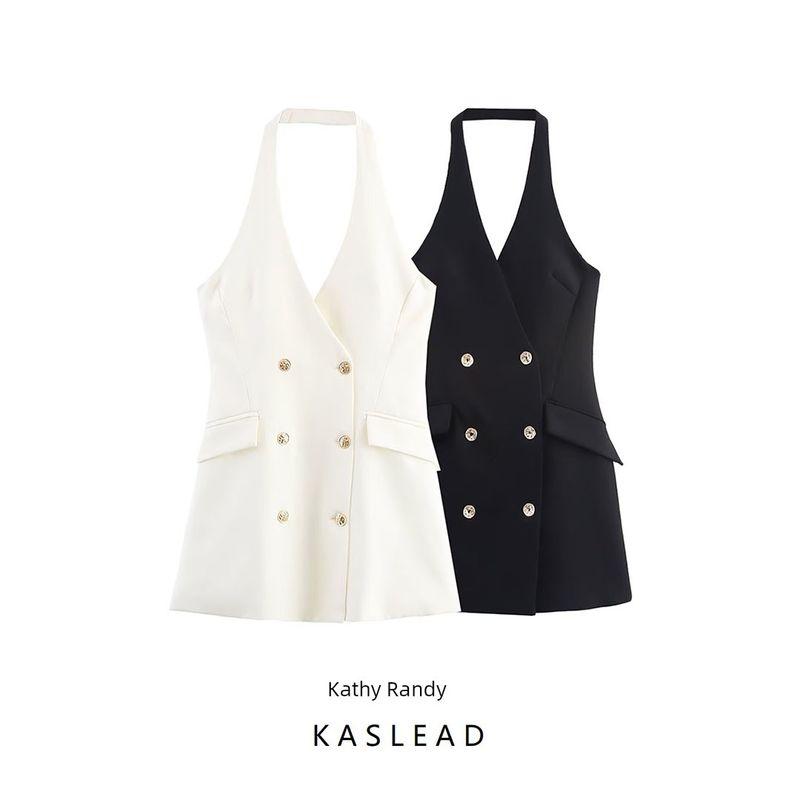 Kaslead New Women Clothes Western Style Fashion Neck Collar Mini Suit Dress 3608536