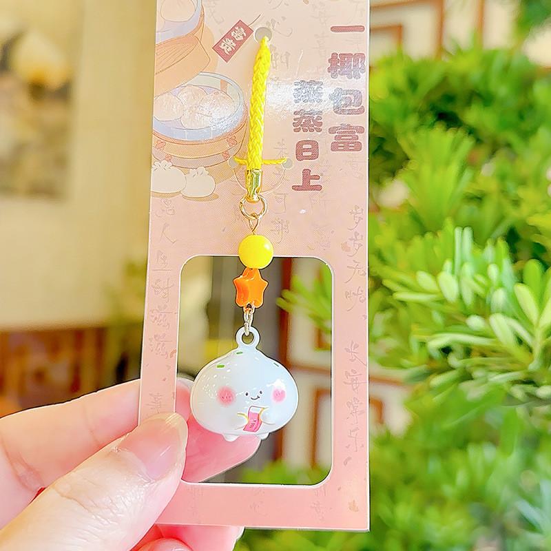 Fruit Apple Character Water Sound Bell Keyring Plush Keychain Children Bag Decor