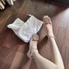 Cowhide version~ Celebrity temperament bag head with genuine leather sandals women's summer hollow square buckle high-heeled small sandals